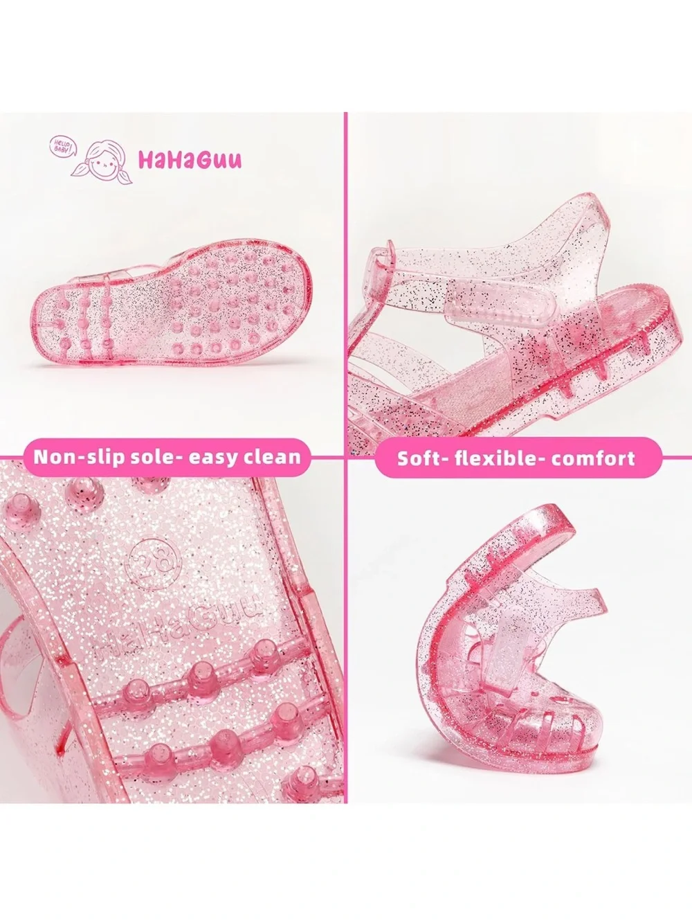 HaHaGuu toddler girls pink heart jelly sandals size 6.5  NWT